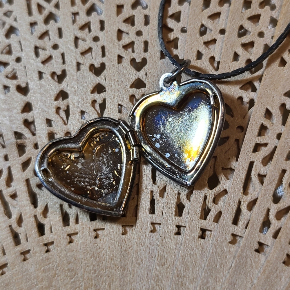 Antique Silver Heart Locket Necklace